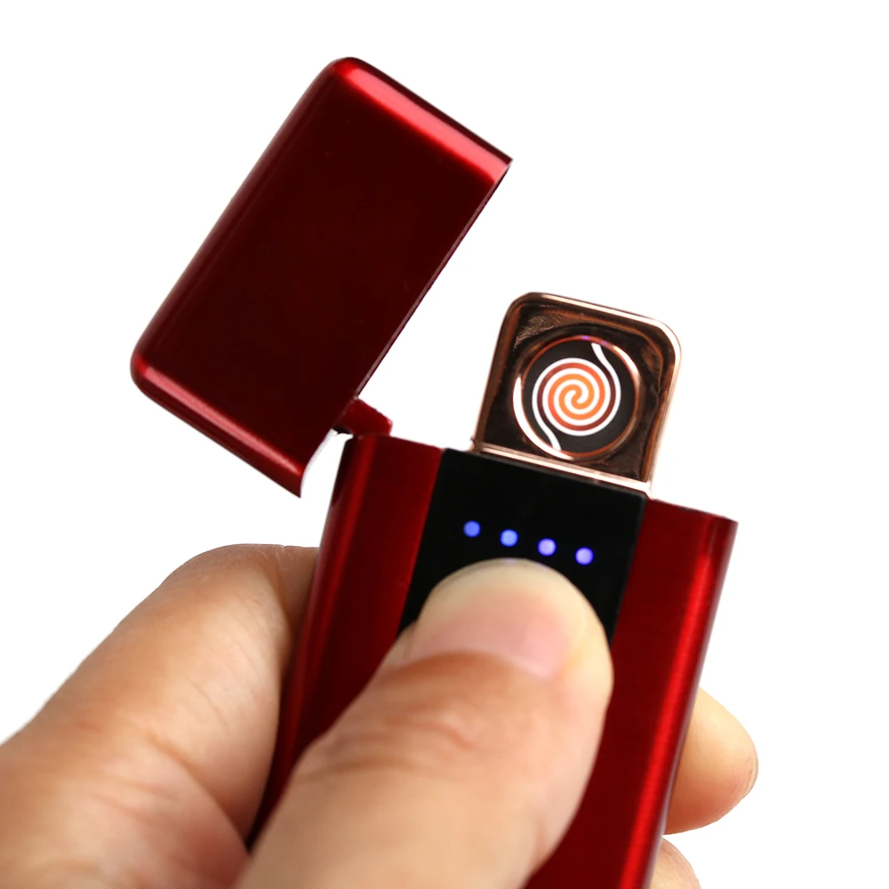 LED Touch Screen Switch Non Flame Lighter USB Rechargeable Windproof