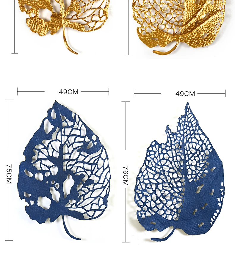 Американский кованый железный золотой лист, Настенный декор, украшение для дома, гостиная/офис, крыльцо, 3D настенное украшение
