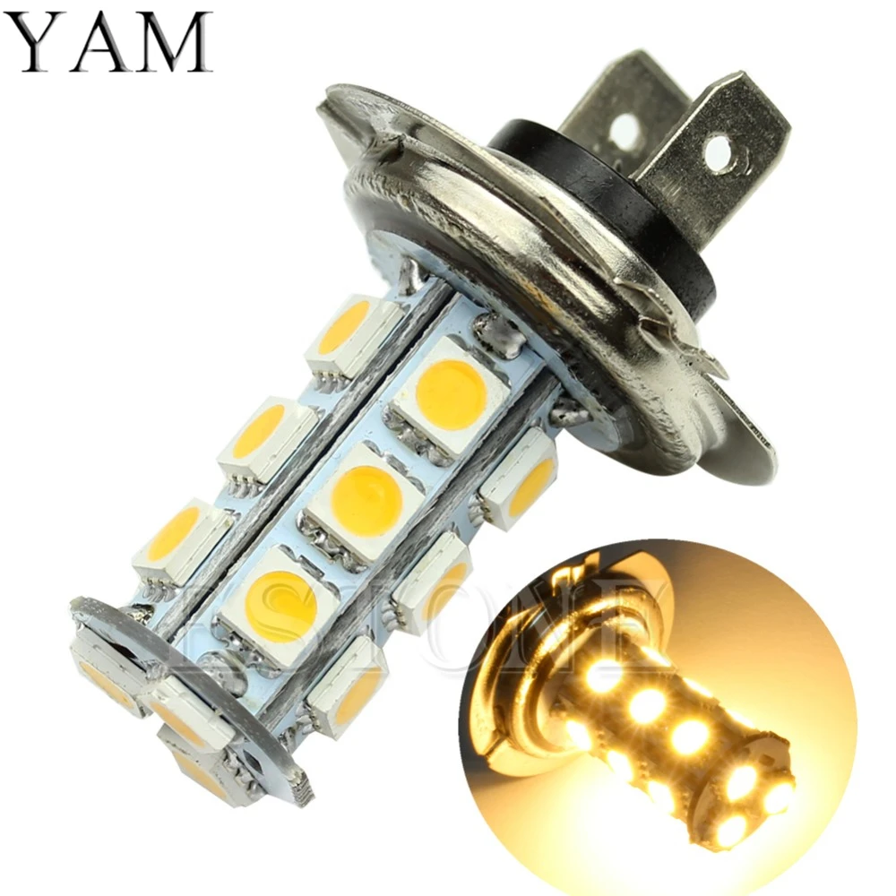 YAM H7 теплый белый 18-SMD светодиодные лампы для автомобиля Противотуманные фары