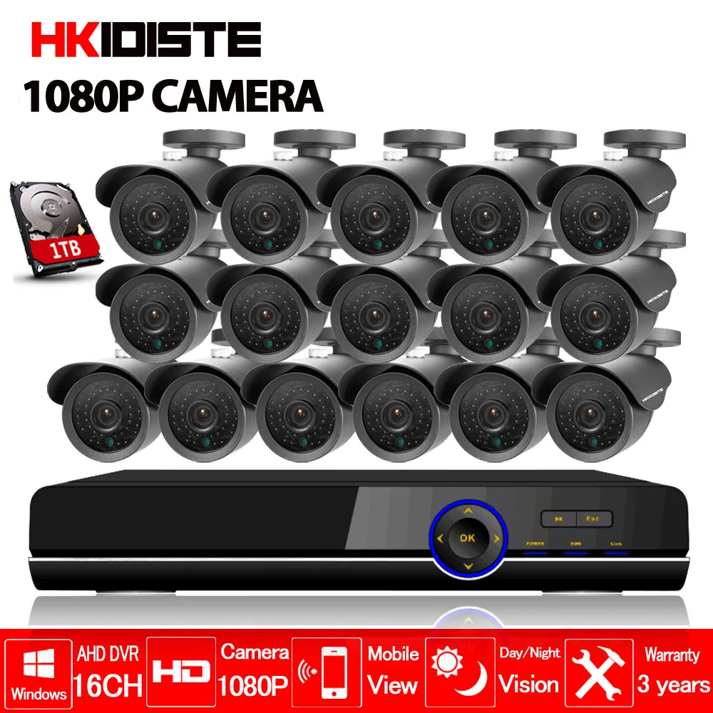 16CH AHD 1080P CCTV DVR Kit 3000tvl 1080P security surveillance Camera system 16 channel HDMI 1080P CCTV System Motion Detection