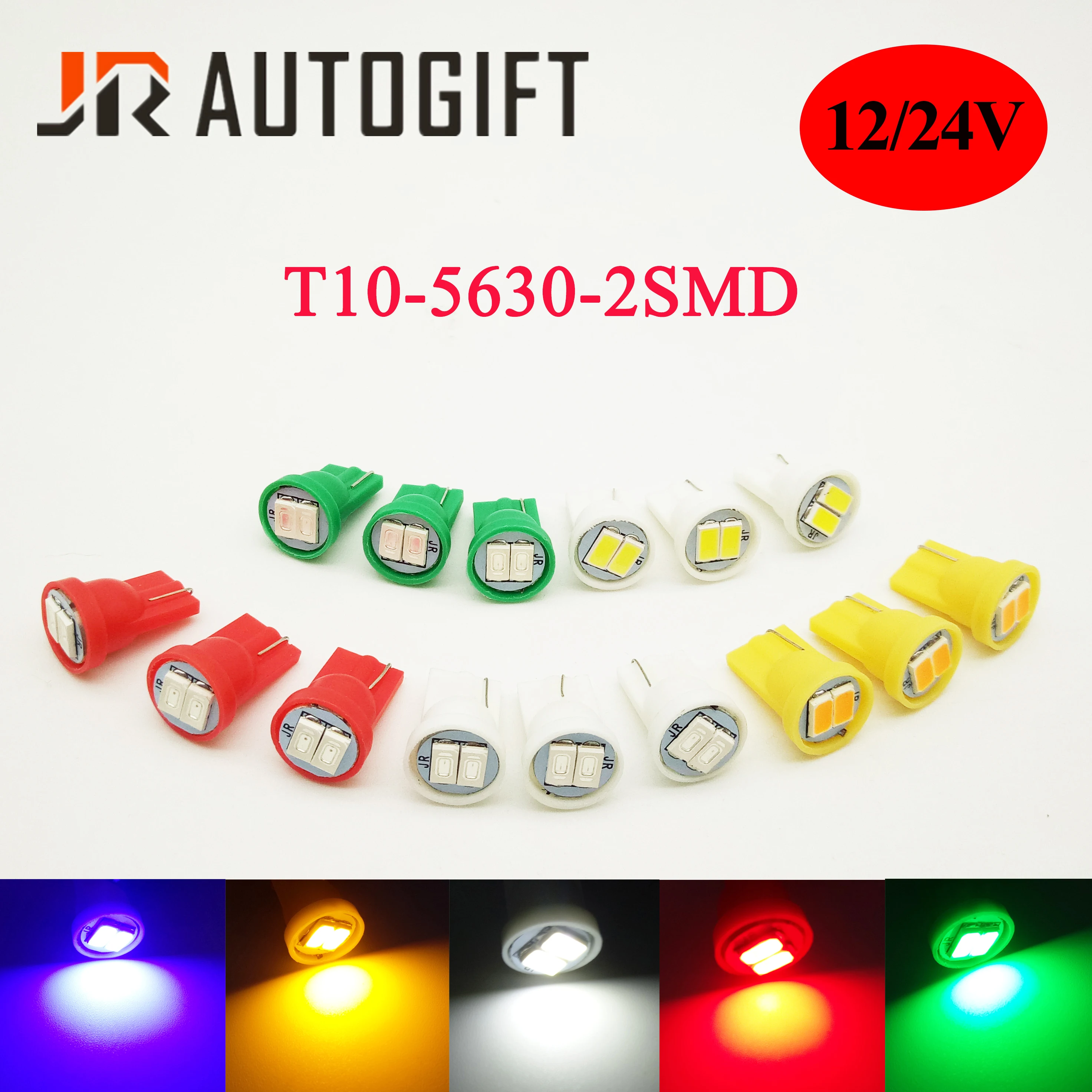 

10PCS Car Styling Car Auto LED T10 194 W5W 2 SMD 5630 LED Light Bulb Red/Yellow/Green/Blue 12/24V LED Light Park Car Side Lights