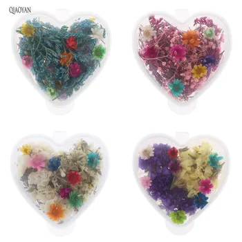 

1box Dried Flowers Nail Art Decoration Preserved Flower With Heart Shape Box DIY