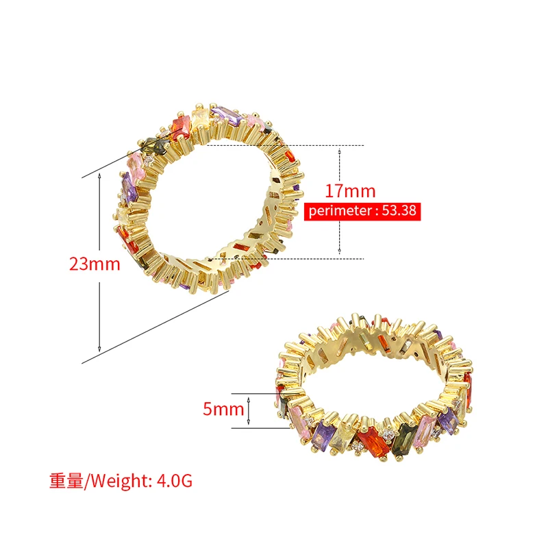 ZHUKOU 5x23 мм женское кольцо для помолвки ручной работы радужные трапециевидные кольца для женщин модные аксессуары для пальцев обручальное кольцо VJ8