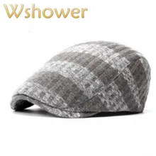 Который в душе полосатый вязаный берет для женщин и мужчин Толстая теплая весенне-зимняя плоская кепка для мужчин и женщин крючком newsboy шляпа Повседневная шляпа от солнца