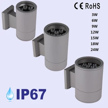 

6W 12w 18W 24W 36W 48W AC85-265V IP65 Waterproof Outdoor Wall Light Up Aluminum Wall Lamp For Garden Outdoor Courtyard
