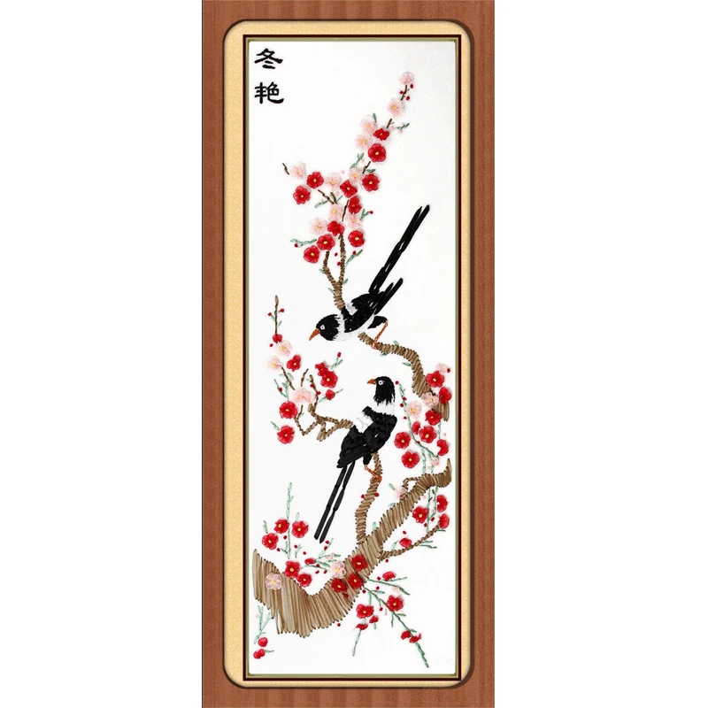 

NKF Plum Blossom Chinese Cross Stitch Patterns Handcraft Needlework Embroidery Sets Ribbon Embroidery for Home Decoration