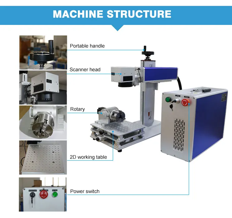 Ротационная лазерная маркировка от поставщика фабрики 20 Вт 30 Вт 50 Вт мини настольный волоконный лазерный источник ювелирных изделий лазерная маркировочная машина