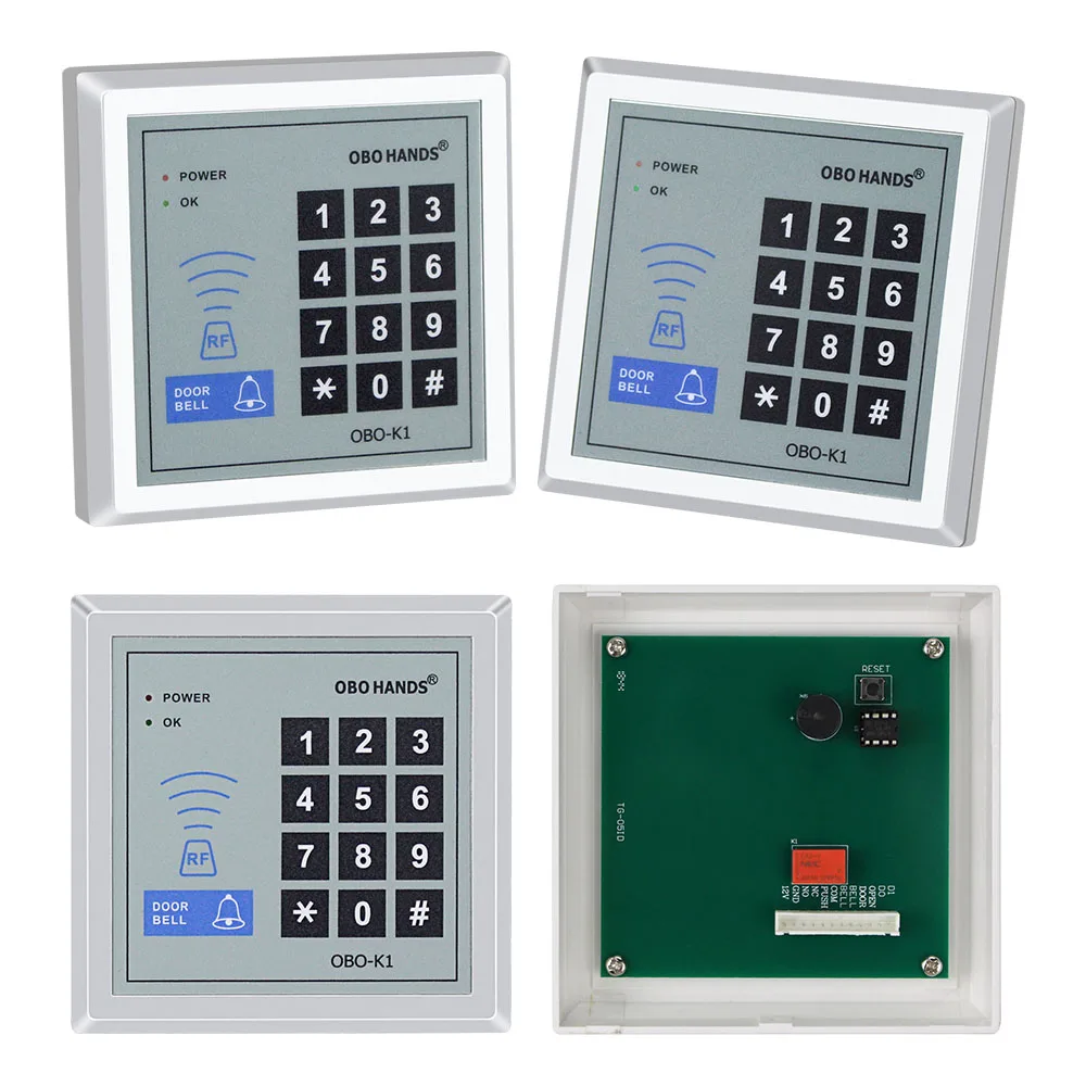 Standalone RFID Access Control Keypad Controller 125KHz Card Reader Keyboard with EM4100/TK4100 Keyfobs for Door Lock System