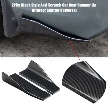 

2PCs Universal Carbon Fiber Style Anti Scratch Car Rear Bumper Lip Diffuser Splitter For Tesla Model 3 Bmw E46 E90 Ford Focus 2