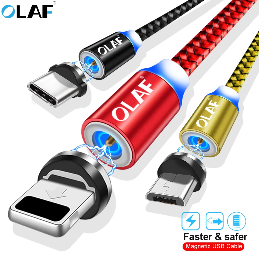 Магнитный usb-кабель Олаф для iphone X XS Max, быстрая зарядка, кабель Micro USB type C, Магнитный зарядный провод для samsung, Xiaomi, huawei