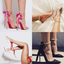 Новинка, 1 шт, стиль, ножные браслеты, Женские Ювелирные изделия, сексуальные элегантные, лента, бант, цепочка на ногу, сплав, браслет на ногу для женщин