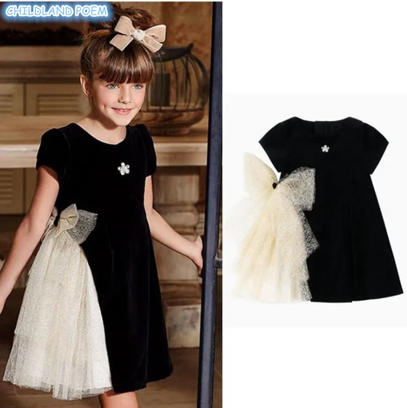 

Girls Dress Spring 2019 100% Cotton Velvet Princess Kids Dresses For Girl Short Sleeve Lace Baby Toddler Vestidos Dress Girl