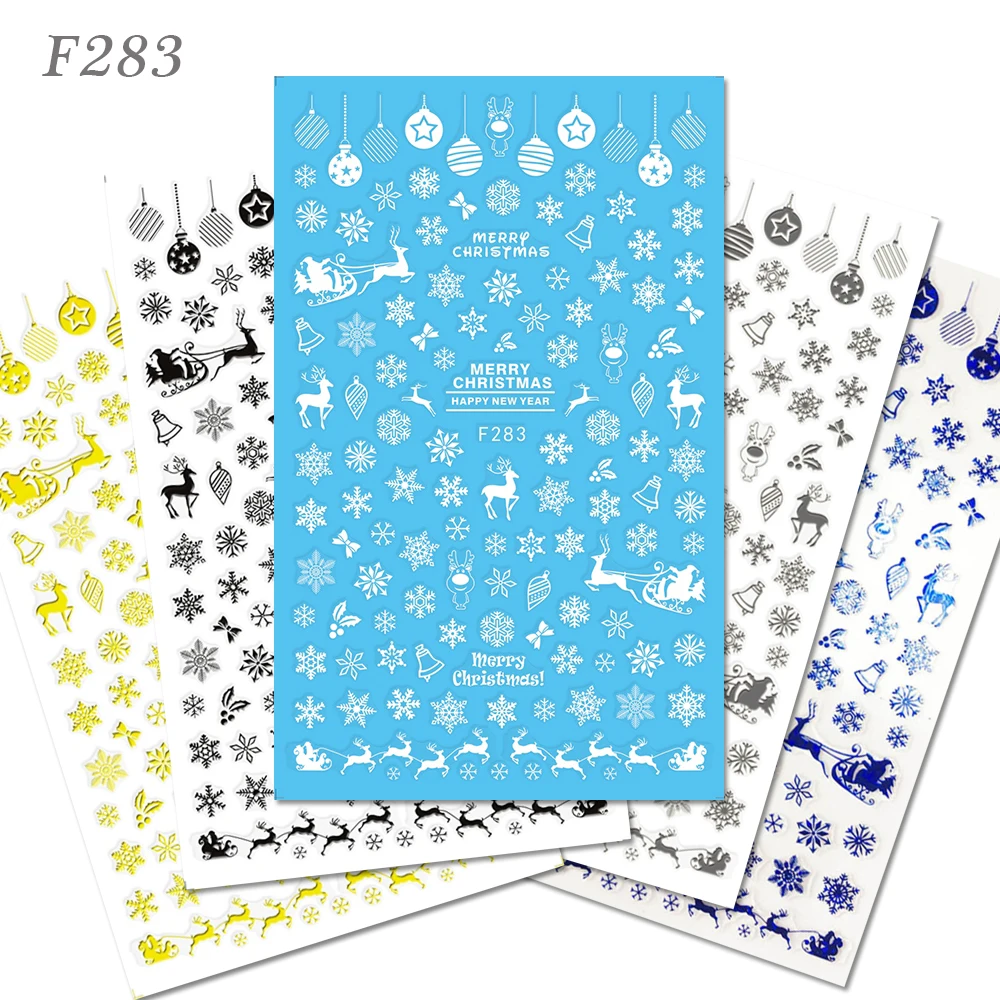 1 лист Рождество снежный цветок кружева дизайн ногтей наклейки Советы инструмент 3D обертывания штамп DIY маникюр слайдер украшения JIF281-284