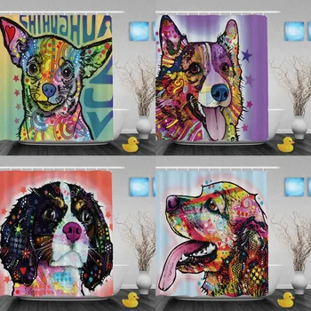 

Lovely Pet Chihuahua Shower Curtain Art Dog Bathroom Shower Curtain Waterpof Polyester Custom Gift Bathroo Curtains With Hooks