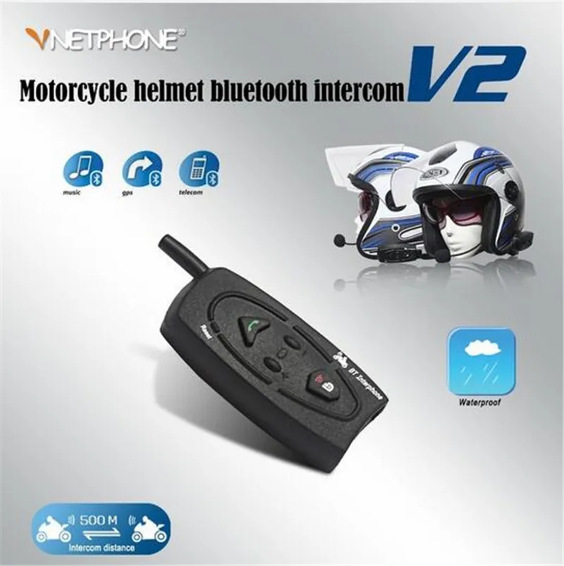 

VNETPHONE Helmet Headset Bluetooth Motorcycle Intercom for Motorcycle Wireless Intercom Headset Waterproof 500M Support 2 Riders