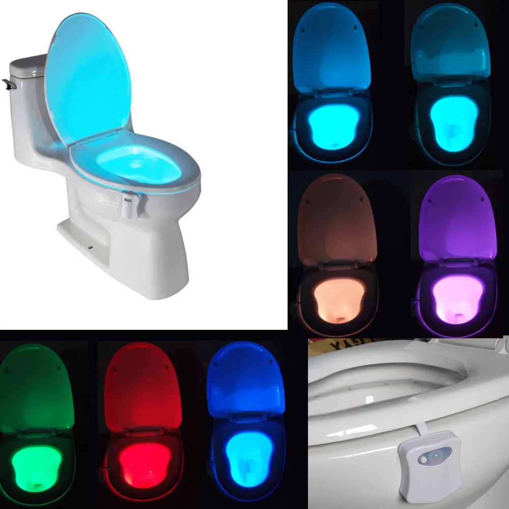 8 Color Human Motion Sensor PIR Light Dection Automatic Toilet Seat LED Light Bowl Bathroom Lamp