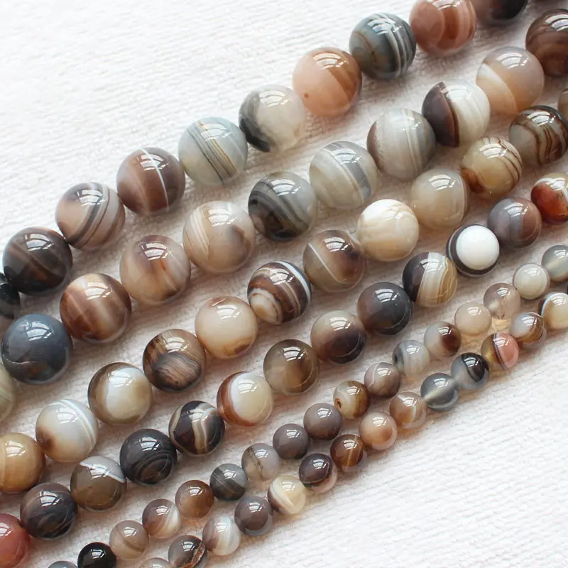 

Smooth 8-16mm Botswana agates Round Loose Beads 15" DIY Jewelry Making
