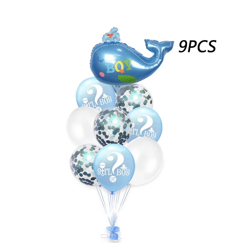 9 шт. воздушные шары с пайетками для мальчиков и девочек вечерние воздушные шары из фольги в форме сердца для вечеринки на день рождения украшения для детей - Цвет: fish blue