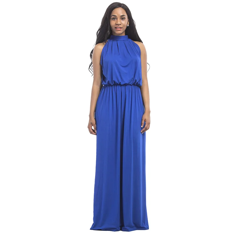 Kostlich Loose Casual Plus Size Ladies Dreses Elastic Waist Back Bow Tie Sexy Women Long Dress O-Neck Sleeveless Summer Dress (14)