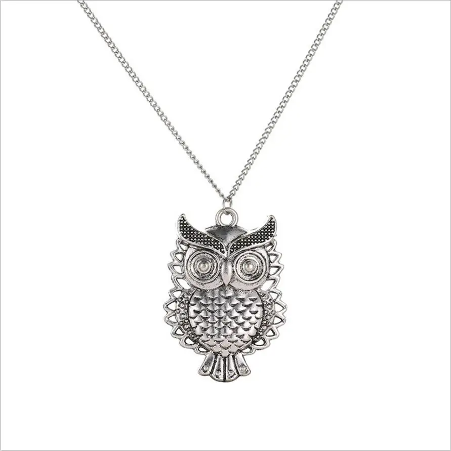 Silver Color personalized owl Pendant Necklace for Women ladies Simple