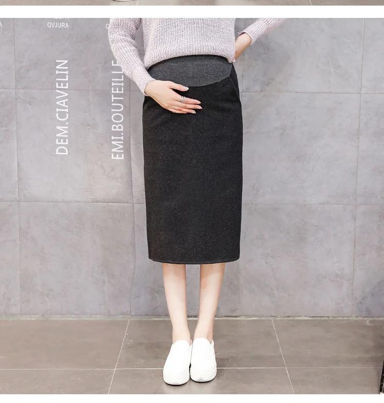Зимняя Регулируемая высокая талия однотонный для беременных средняя удлиненная юбка с боковыми карманами для беременных женщин корейский стиль хлопок юбки