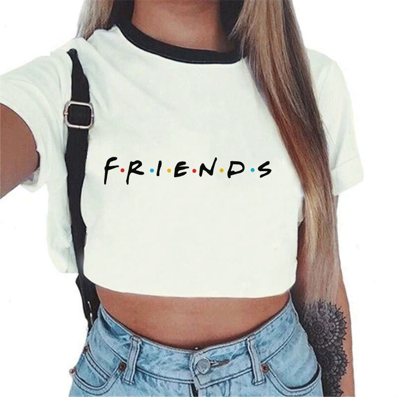 Женские летние топы 2019 Сексуальная футболка tumblr Kawaii Harajuku с принтом Best Friends