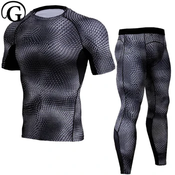 

Men Fit Body Shirts Set Slimming Body Shapewear Compression Tops Elastic Breathable Bodybuilding Legging