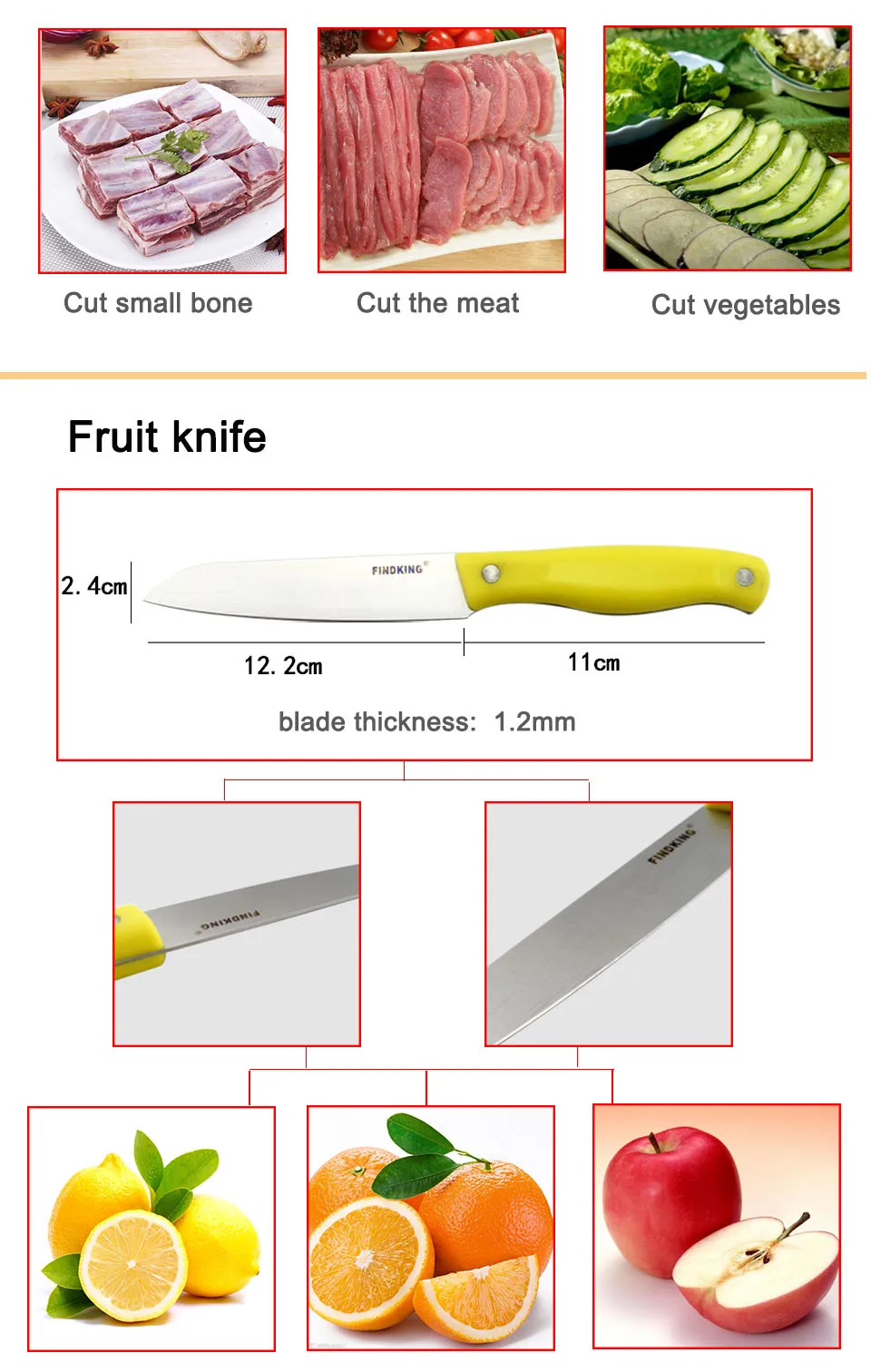3 шт. в одном наборе высококачественный кухонный нож из нержавеющей стали, набор нож для мяса+ нож для фруктов+ Мульти нож для чистки