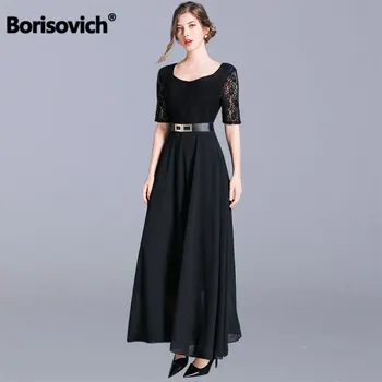 

Borisovich Women Summer Casual Long Dress New 2019 Fashion England Style Big Swing A-line Chiffon Ladies Party Dresses N1370