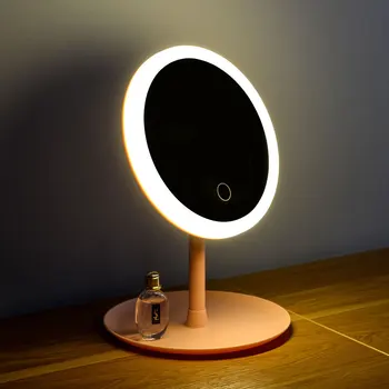 

Led Cosmetic Mirror with Lamp Desktop Dormitory Charging Folding Teenage Beauty Mirror Make Up Round Mirrors