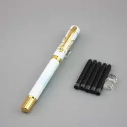 Белый DKW перьевая ручка Роскошные Металлические ручки с шт. 5 шт. чернил sac Роскошные caneta подарочная ручка в деловом стиле