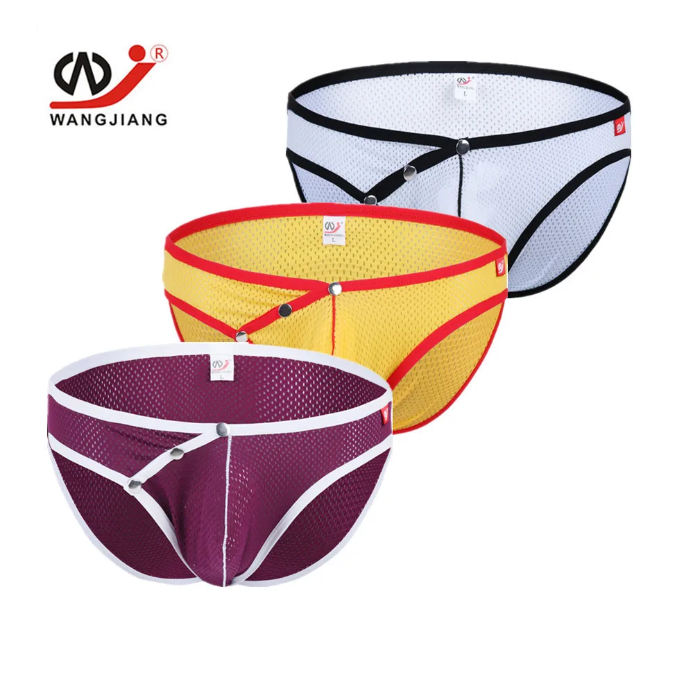 3 PACK Men Fashion Classic Metal Oblique Buckle Removable Briefs Low