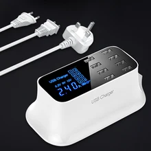 Универсальное 8 Портовое умное USB зарядное устройство, адаптер, станция, концентратор, светодиодный дисплей, мобильный телефон, планшет, настенное зарядное устройство, настольная розетка, штепсельная вилка европейского стандарта