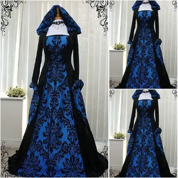 

History!Customer-made Blue Vintage Costumes Renaissance Dresses Steampunk dress Gothic Cosplay Halloween Dresses C-1161