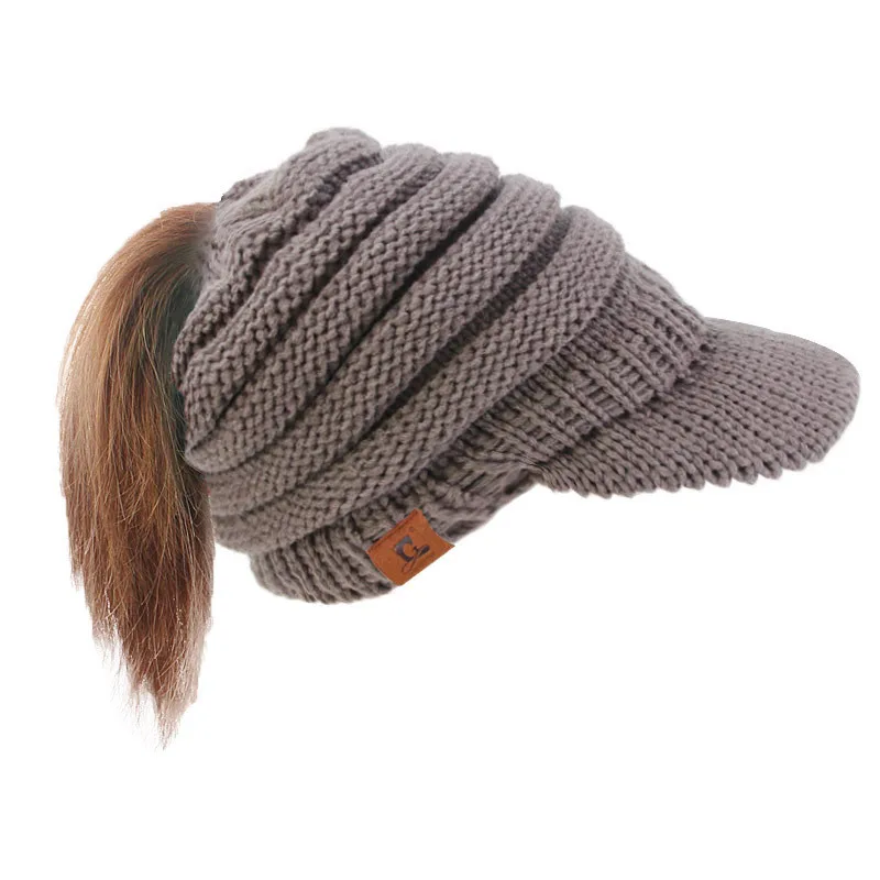 2018 new European and American popular winter hat wool line cap with hole cap ski hat