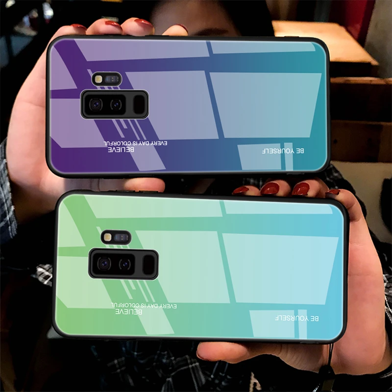 Новый градиентный стеклянный чехол для Samsung Galaxy S10 S9 S8 Plus Note 9 A8 A5 A7 2017 M10 S10e J6 2018