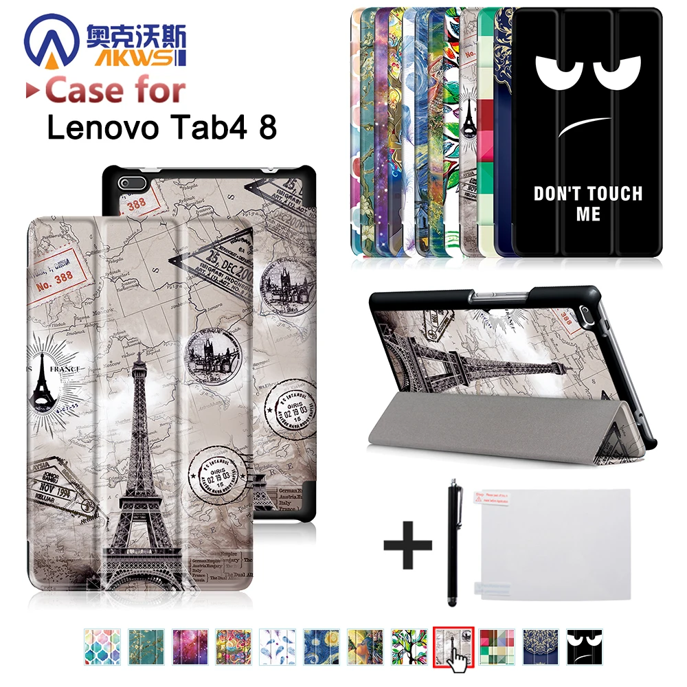 

For Lenovo Tab4 8inch tablet (TB-8504F TB-8504N) PU leather cover case 2017 release with stand PU Leather Protective Case+gift