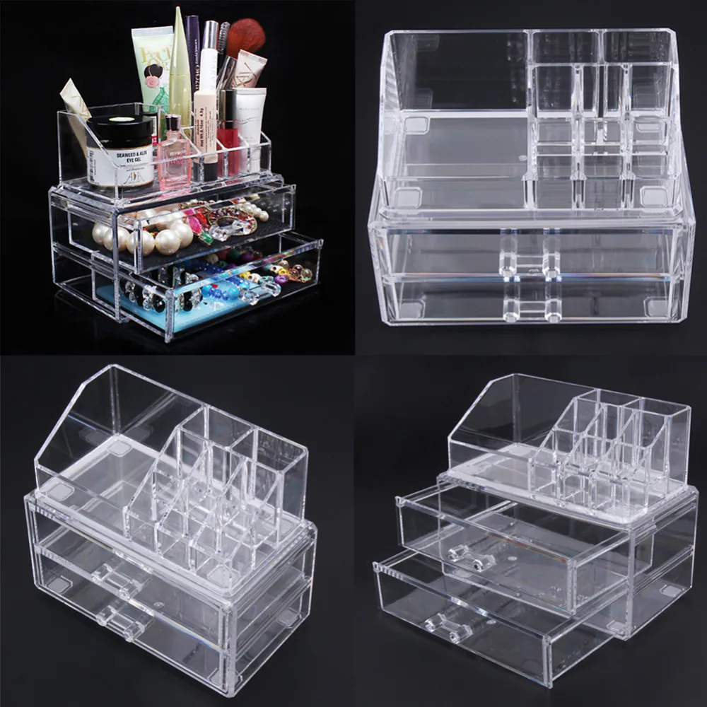 Portable Transparent Makeup Organizer Storage Box Acrylic Makeup