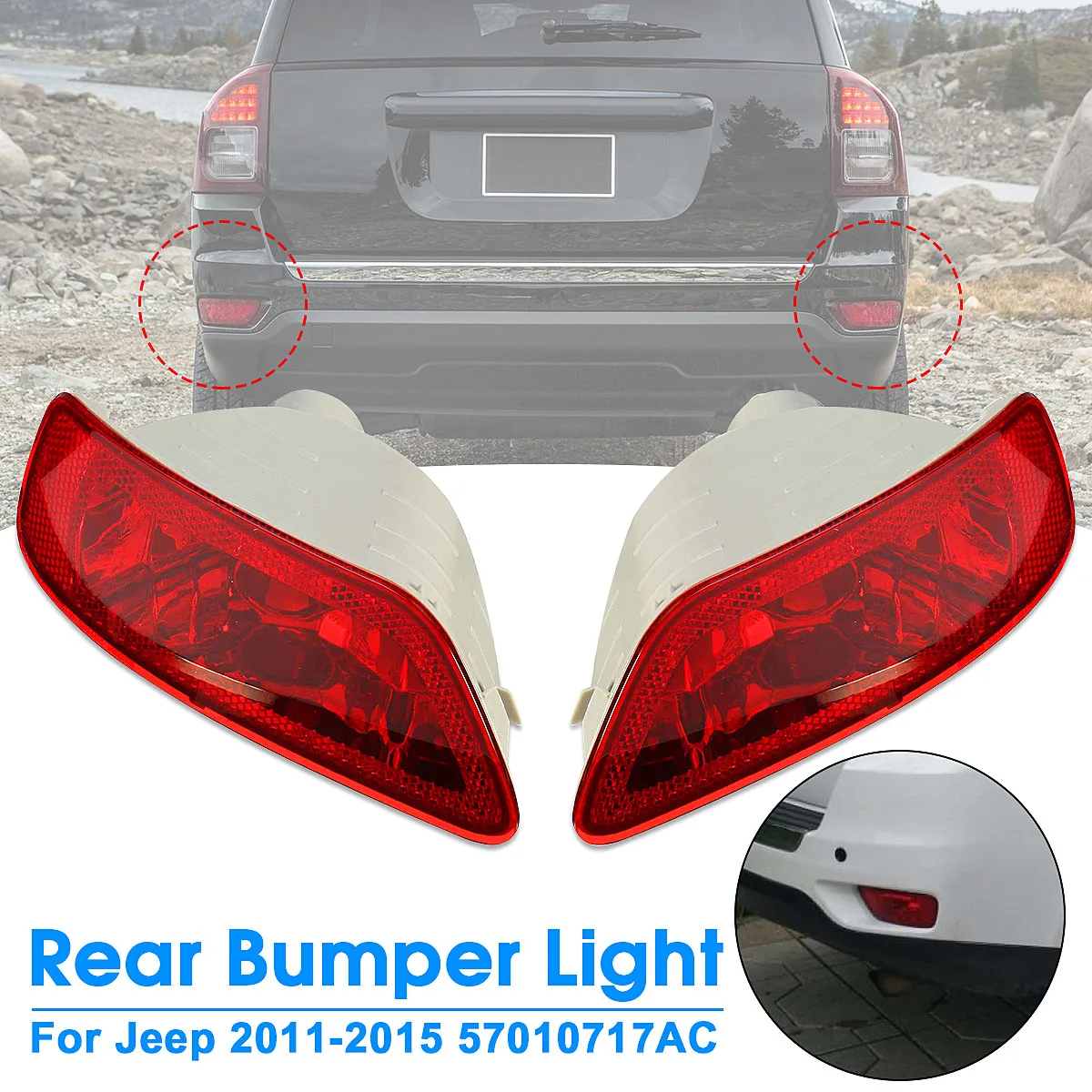 

1 Pcs 12V Red Car Rear Tail Bumper light Fog Lamp Shell Tail Turn light for Jeep 2011-2015 57010717AC