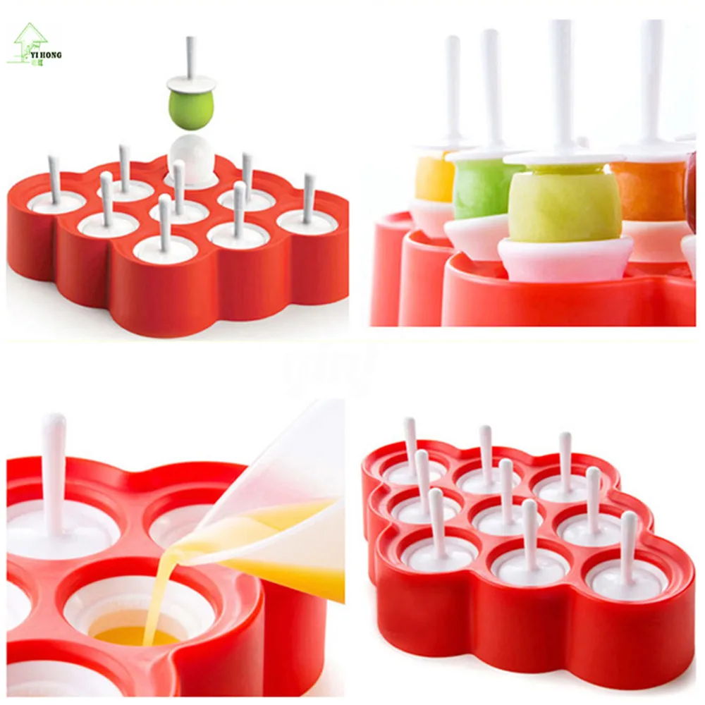 1PCS Silicone Mini Ice Pops Mold Ice Cream Ball Lolly Maker Popsicle Molds With 9 Stickers Ice Cream Tools Kitchen DIY MAYITR