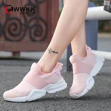 WWKK/ г. Осенняя модная женская обувь прогулочная дышащая сетчатая обувь без шнуровки для отдыха прогулочная спортивная обувь женские кроссовки Женская обувь