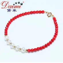 DMCBFP003 4-5 мм жемчужный браслет Коралл/агат Мода жемчужный браслет для женщин
