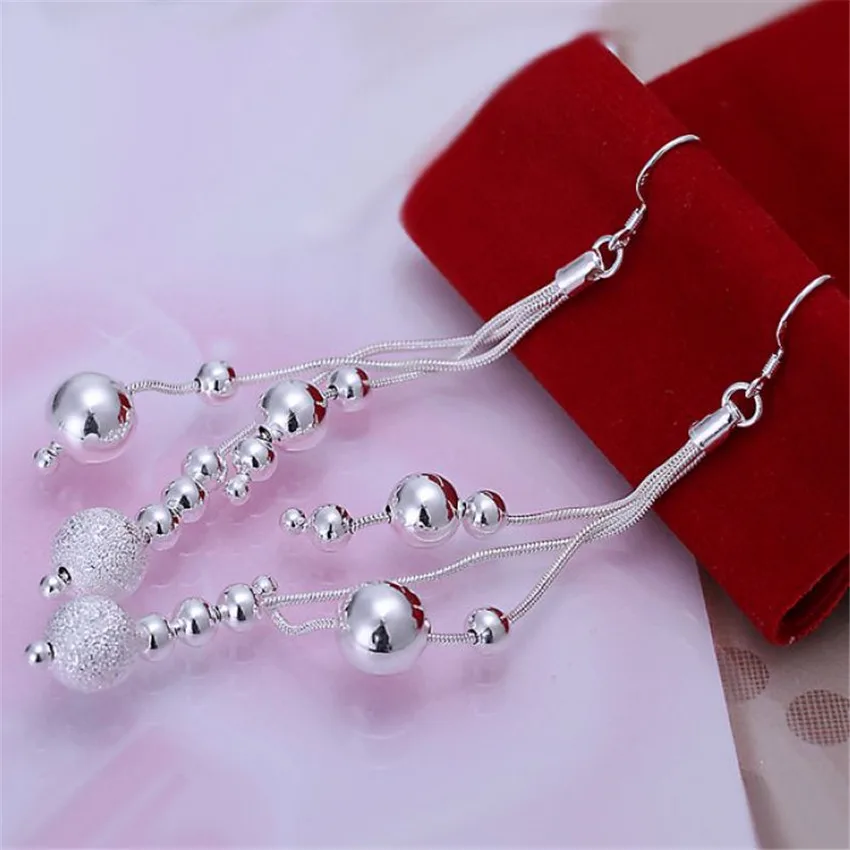 

Beautiful silver color Jewelry vintage bead earrings fashion classic burst models silver jewelry free shipping