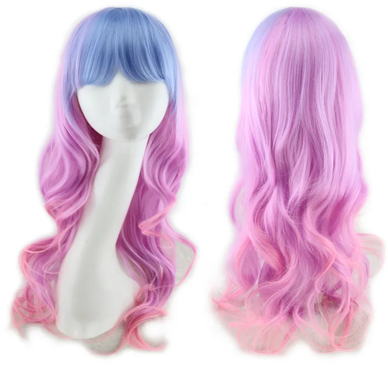 Harajuku Lolita Blue Pink Ombre Hair Wigs For Women Cheap Anime