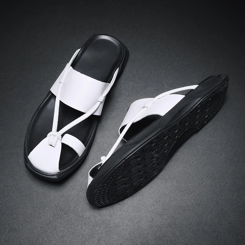 

2019 New Summer Leather Simple Men Sandals Luxury Brand High Quality Genuine Leather Sandals Men Fashion Men Leather Sandals C4