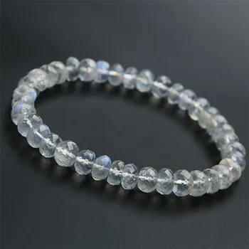 

7mm Genuine Natural Labradorite Moostone Bracelets For Women Lady Stretch Crystal Faced Abacus Bead Bracelet Drop Shipping