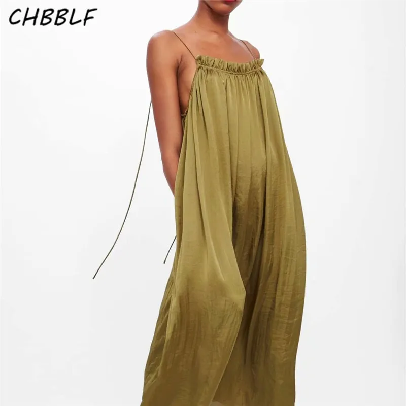 

CHBBLF Women elegant haltermidi dress sleeveless backless mid calf female vintage dresses Vestidos JKC9035