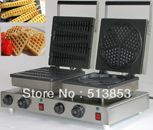 

Free Shipping ,High Quality Doulbe-Head Electric Lolly Waffle Maker+ Heart Shape Waffle Maker Machine Baker