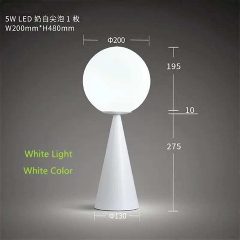 Скандинавские прикроватные украшения светодиодный настольный светильник золотой конус стеклянный шар простой креативный Бар Кафе Livring комната Спальня светодиодный светильник светильники - Цвет абажура: White - white light