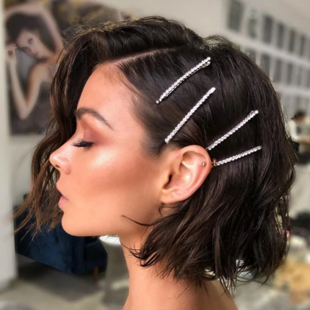 

1Pair Crystal Hairpin Shiny Rhinestones Hair Clips Barrette Bridal Headwear Korea Styling Hair Jewelry Accessories for Women